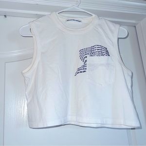 Alexander Wang White Cropped T-shirt Front Pocket (size XS)
